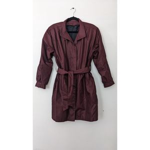 London Fog Topper Coat Vintage No Lining Shoulder Pads Rust Burgundy Size 8 Reg
